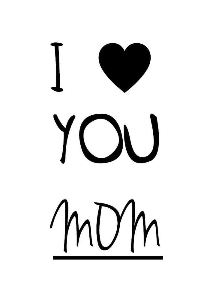 I love you mom plakat med tekst og hjerte