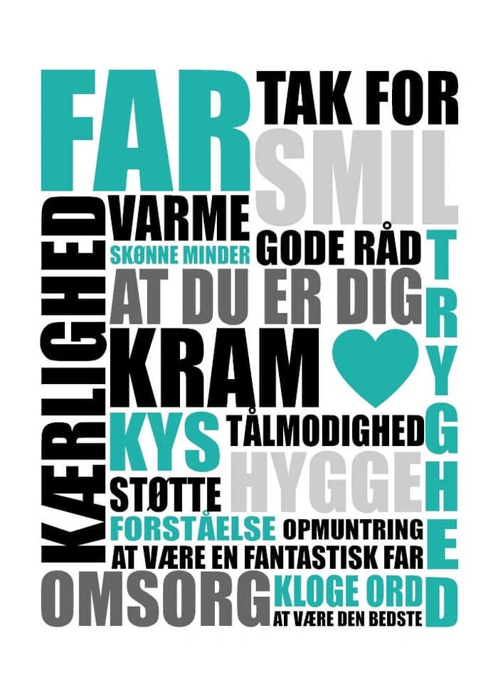 Plakat med teksten far tak for. Perfekt gave til fars dag