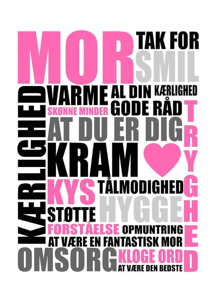 plakat med teksten mor tak for... morsdag