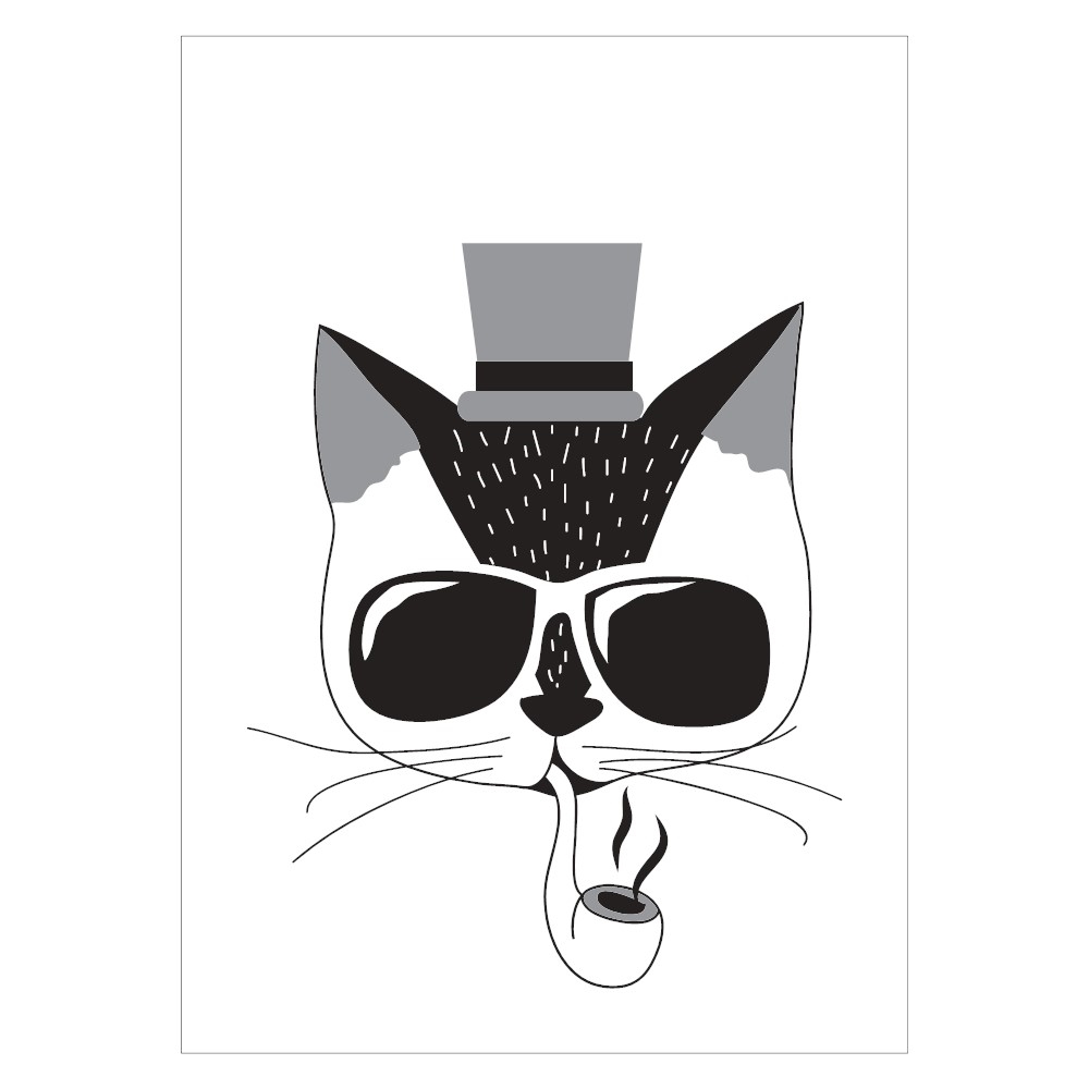 Umulig menneskelige ressourcer peregrination Plakat med hipster kat i grå og sorte farver.