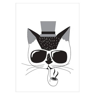 Super fed plakat med en tegnet hipster kat