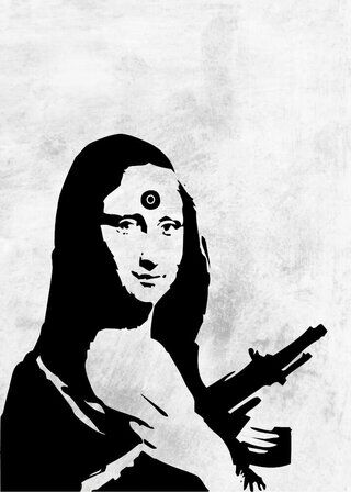 Banksy - Mona Lisa med en AK47 Plakat