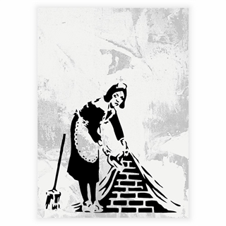 Plakat med rengøringsdame af Banksy