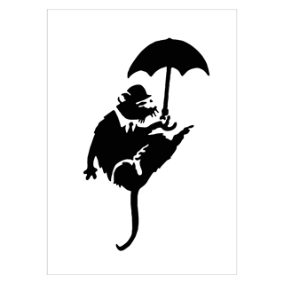 Plakat Rotte med paraply af Banksy