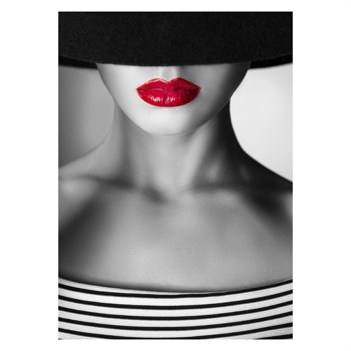 Plakat kvinde med røde læber