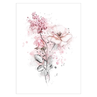 Plakat med fine akvarel blomster