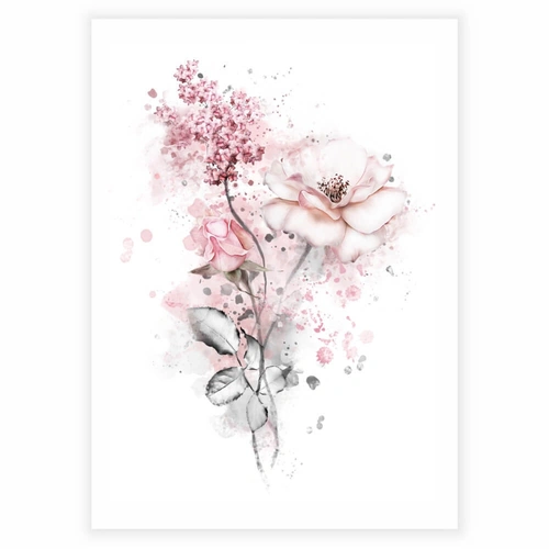 fine akvarel blomster i lyserøde nuancer som plakat