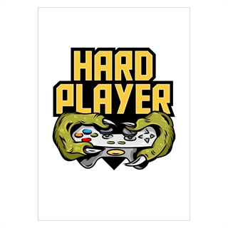 Plakat med teksten Hard Player i farver