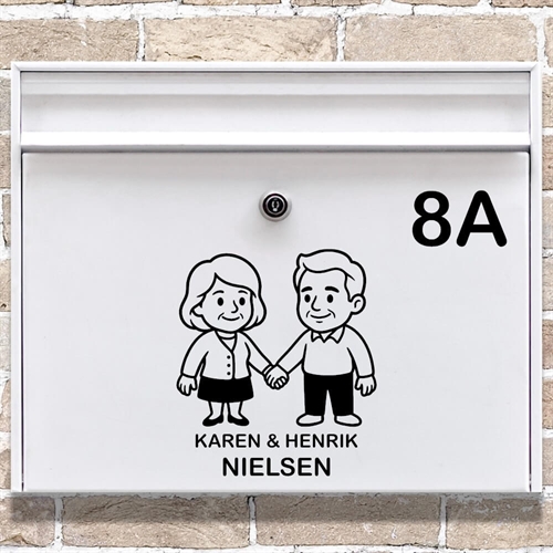 Postkasse sticker med ældre ægtepar