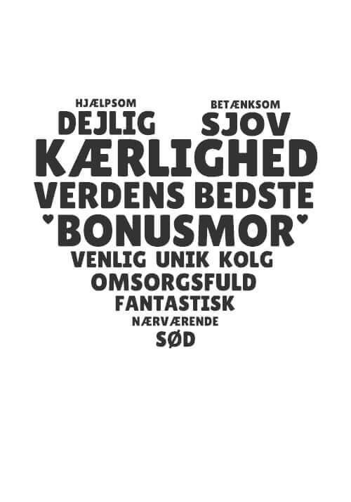 Søde ord til bonusmor formet som et hjerte - Bonusmor Plakat med egen hilsen