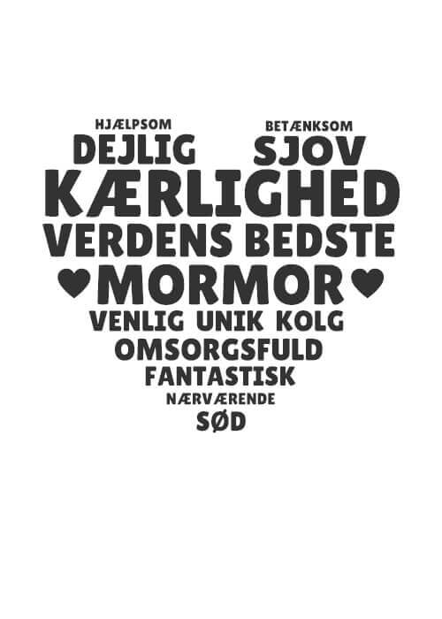 Mormor hjerte inkl. personlig hilsen