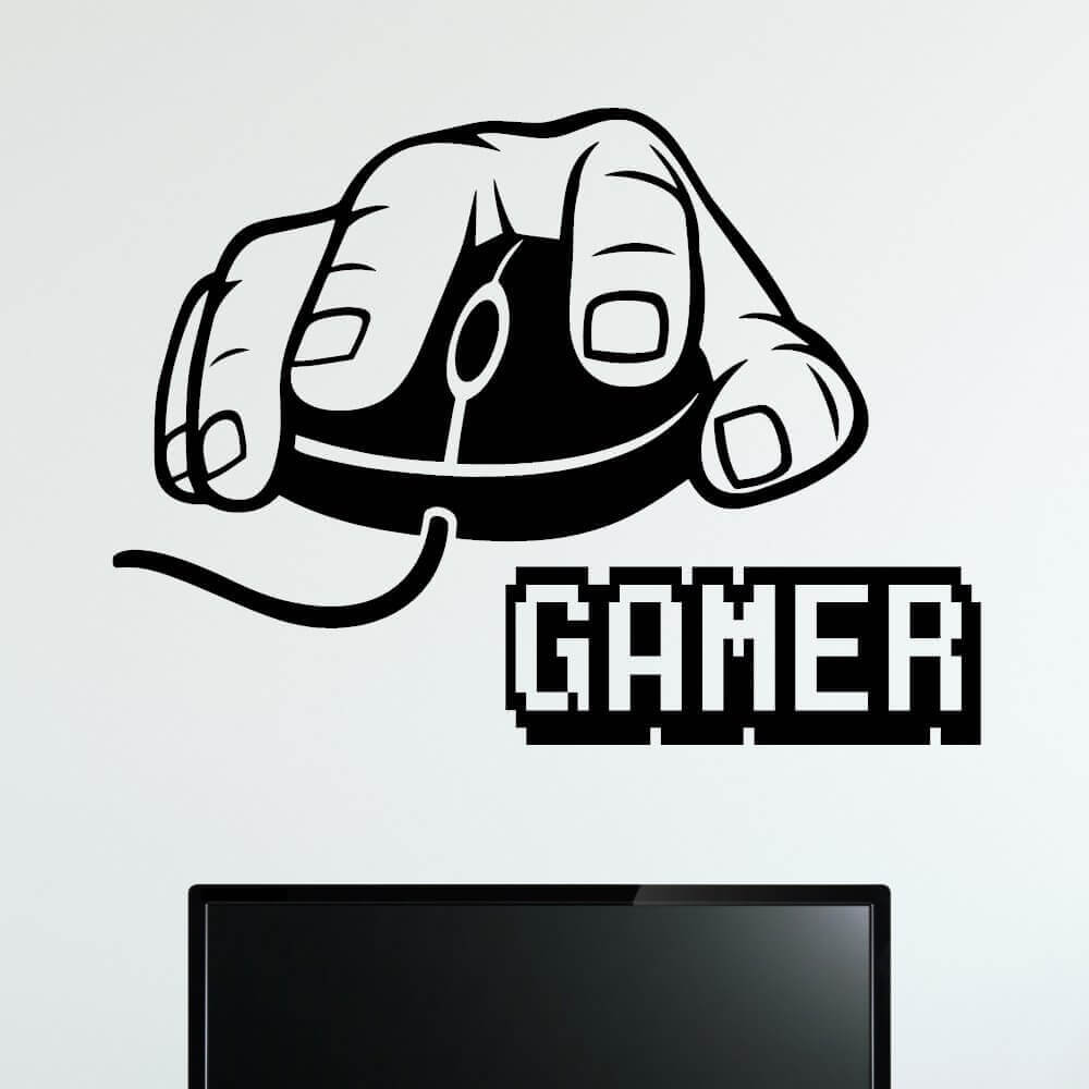 Gamer med mus Wallsticker til PCgamere