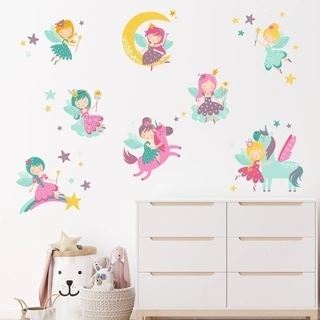 Akvarel wallstickers ark med feer