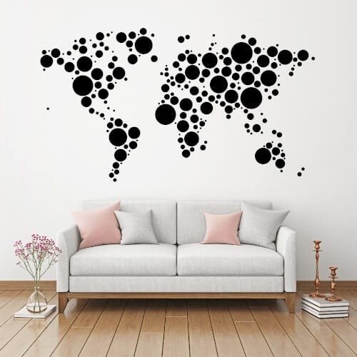 Dots verdenskort wallsticker