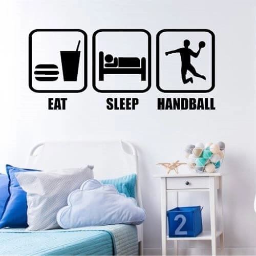 Wallsticker med teksten Eat, sleep, handball til drenge