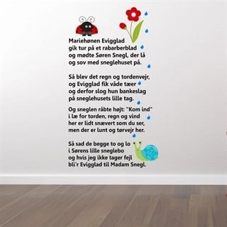 Børnesang med Mariehønen Evigglad - Wallstickers tekst