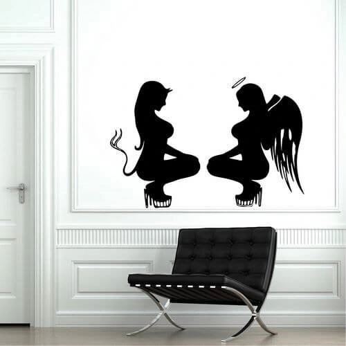 Wallstickers med djævel & engel