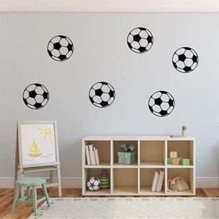 6 ensfarvede fodbolde - wallstickers