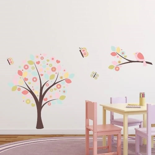 Printet wallstickers med forårs træ