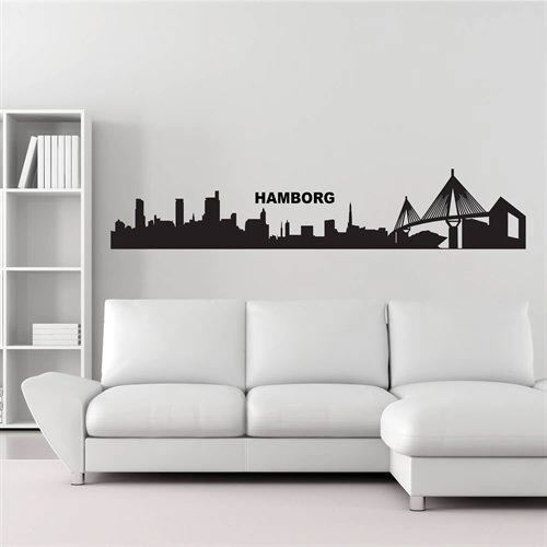 Wallstickers med skyline over Hamborg by.