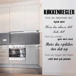 Wallsticker med køkkenregler