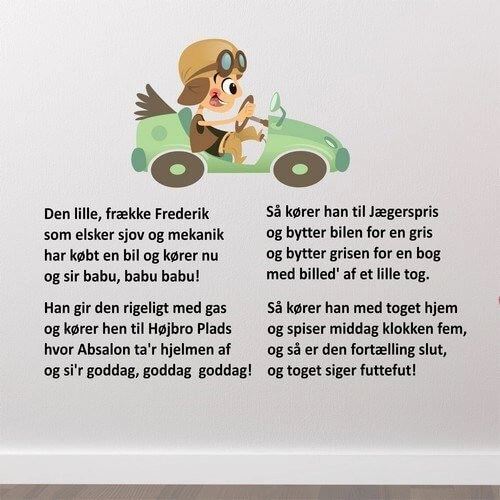 Den kendte danske sang med lille frække Frederik som wallstickers