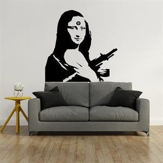Mona Lisa med en AK47 at kunstneren Banksy.