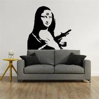 Mona Lisa med en AK47 - wallstickers