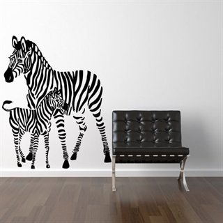 Wallstickers med zebra med føl