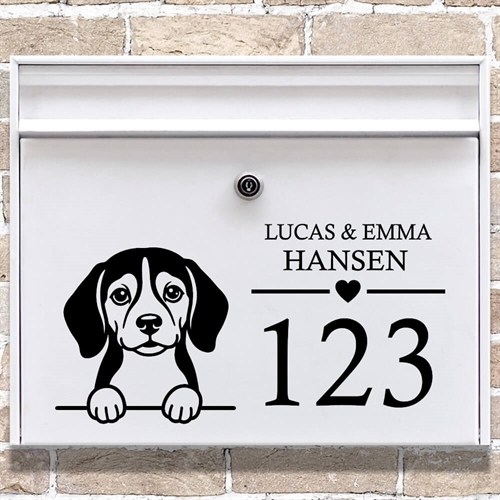 Postkasse stickers med Beagle