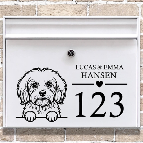 Postkasse stickers med Bichon Havanais