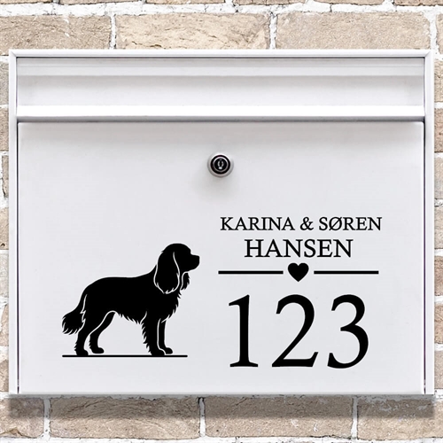 Postkasse stickers med Cavalier King Charles Spaniel silhouette