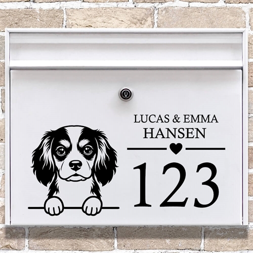 Postkasse stickers med Cavalier King Charles Spaniel