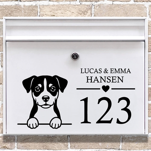 Postkasse stickers med Dansk Svensk gårdhund