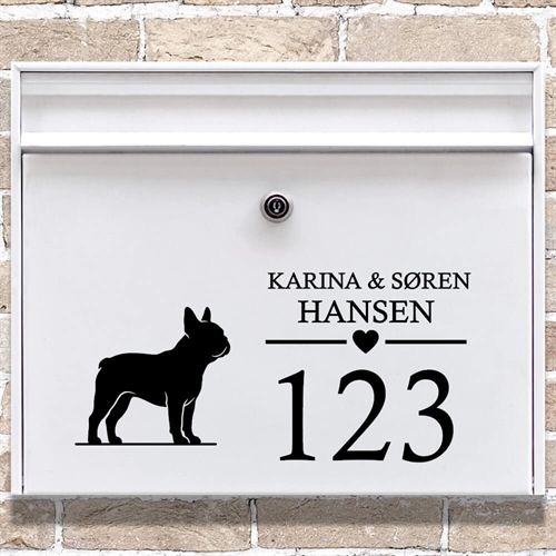 Postkasse stickers med Fransk Bulldog silhouette