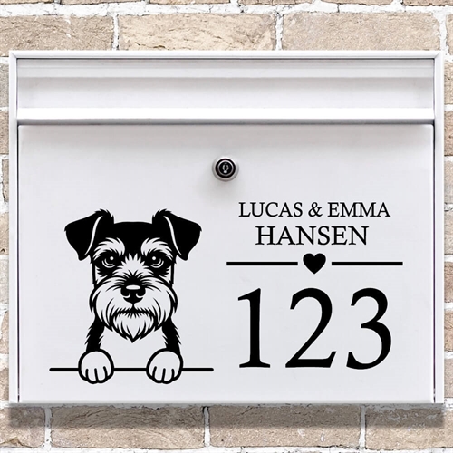 Postkasse stickers med Miniature Schnauzer