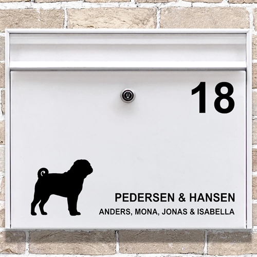 Postkasse stickers Mops silhouette