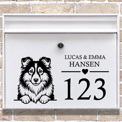 Postkasse stickers med Shetland Sheepdog