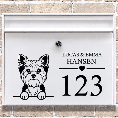 Postkasse stickers med Yorkshire Terrier