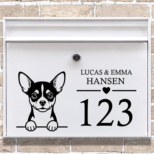 Postkasse stickers med Chihauhau