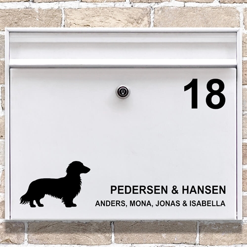 Postkasse stickers Langhåret Gravhund silhouette