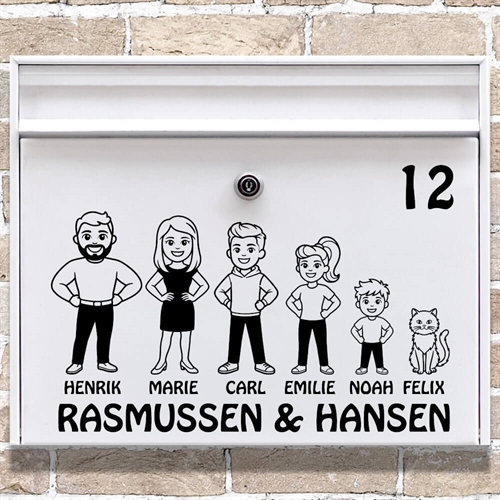 Postkasse stickers med hverdags figurer