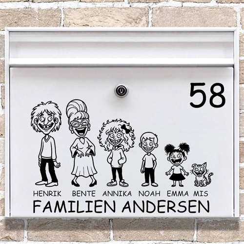 Postkasse stickers den skøre familie