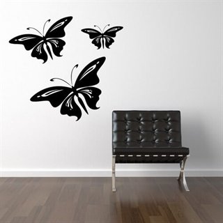 Wallstickers med 3 store sommerfugle 