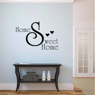 Tekst med home sweet home - wallstickers