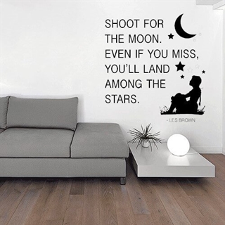 hoot for the moon wallsticker med citat