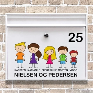 Postkasse stickers familie figurer i farver