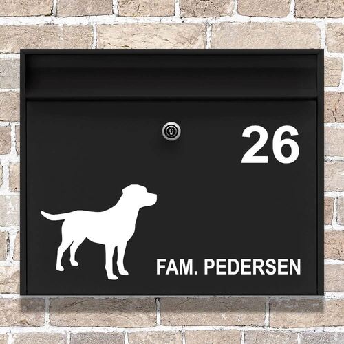 Sød og fin postkasse sticker med hund