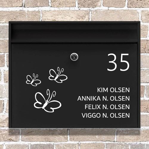 Postkasse stickers med sommerfugle og navne