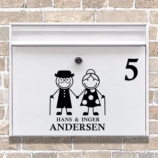 Postkasse sticker med det ældre ægtepar